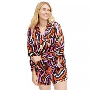 Diane Von Furstenburg x Target Zebra Satin Short Pajama Set 2 Piece Womens XXS